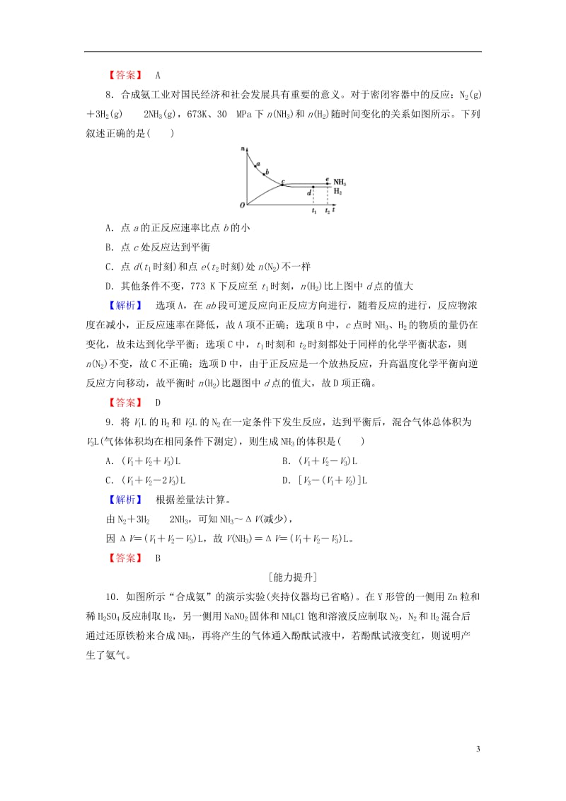 2016-2017学年高中化学主题1空气资源氨的合成课题2氨的工业合成学业分层测评鲁科版选修_第3页