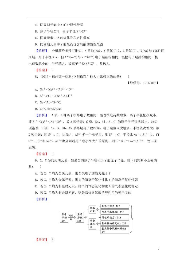 2016-2017学年高中化学第1章物质结构元素周期律第2节元素周期律课时1原子核外电子的排布元素周期律学业分层测评新人教版必修2_第3页