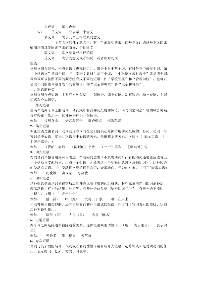 中考语文总复习 专项复习资料 语法知识归纳素材 新人教版_第2页