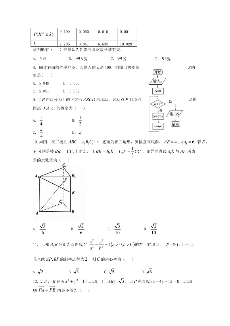 高二数学上学期期末考试试题 理38_第2页