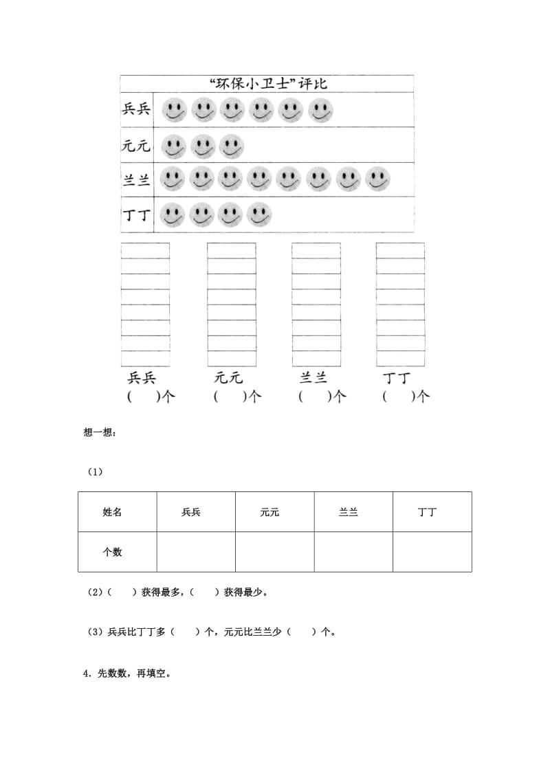 二年级数学上册 第六单元《象形统计图和统计表》综合练习 （新版）冀教版_第2页