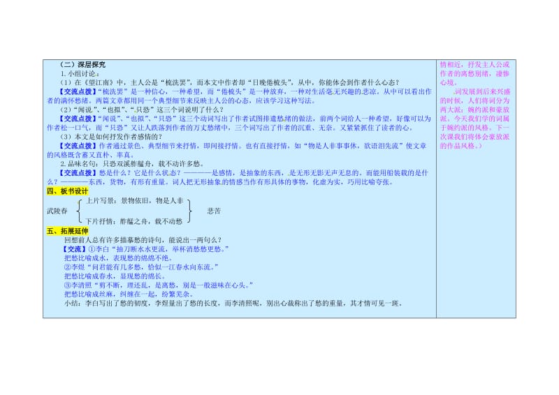 九年级语文上册 第6单元 25《词五首》武陵春教案 新人教版_第2页