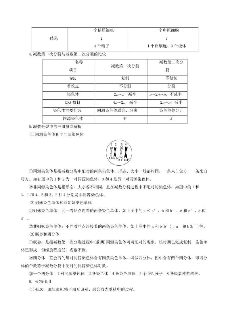 高考生物一轮复习 专题4_3 减数分裂和受精作用教学案（含解析）_第2页