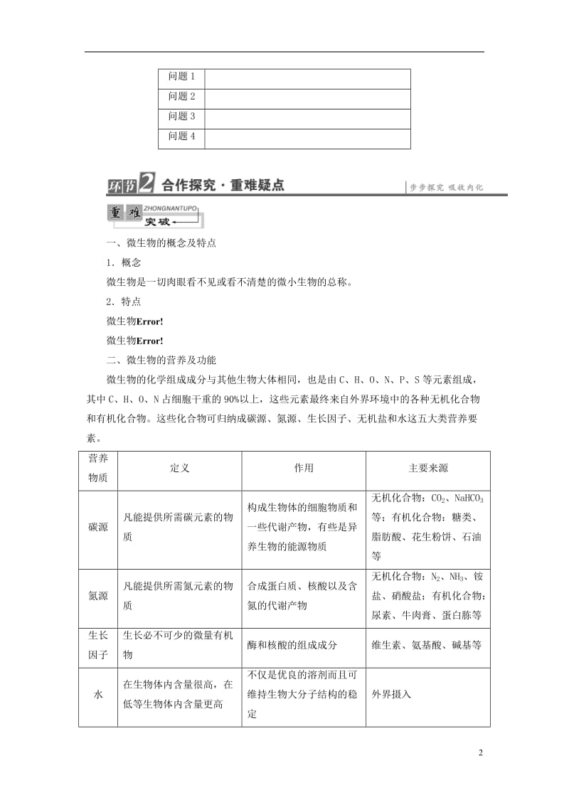 2016-2017学年高中生物第1章微生物培养技术第1节微生物的分离和纯培养教案中图版选修_第2页