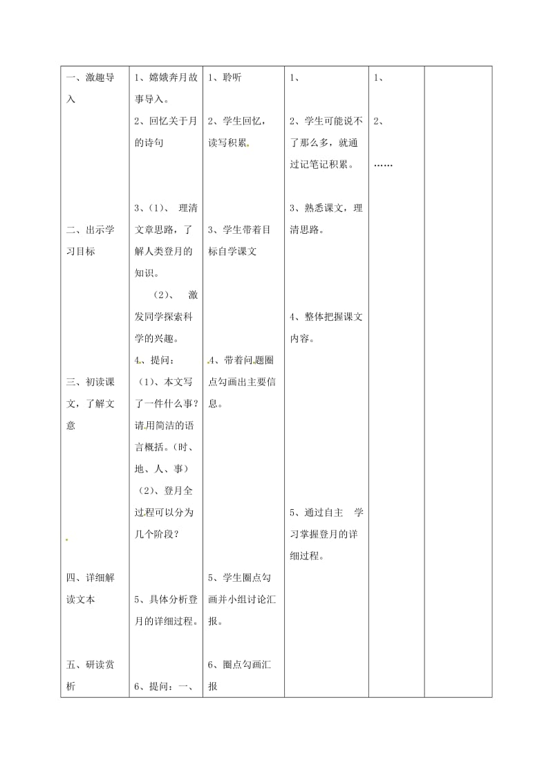 七年级语文上册 24《月亮上的足迹》教案 （新版）新人教版_第2页