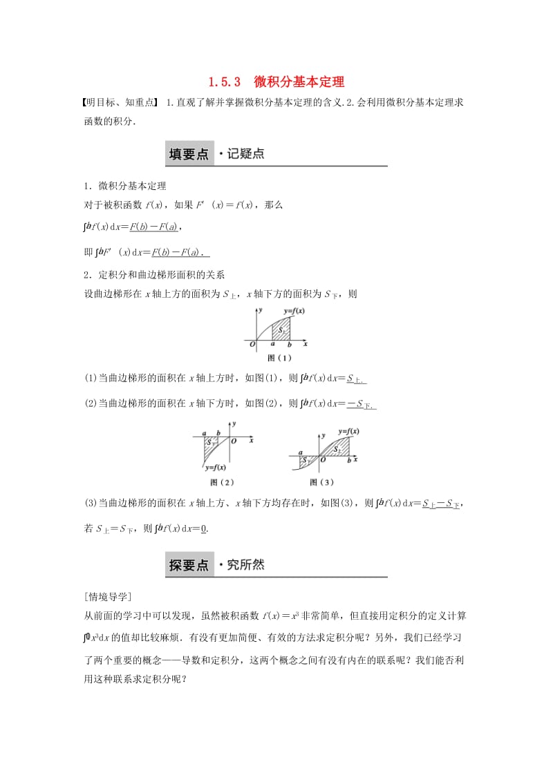 高中数学 第一章 导数及其应用 1.5.3 微积分基本定理习题 苏教版选修2-2_第1页