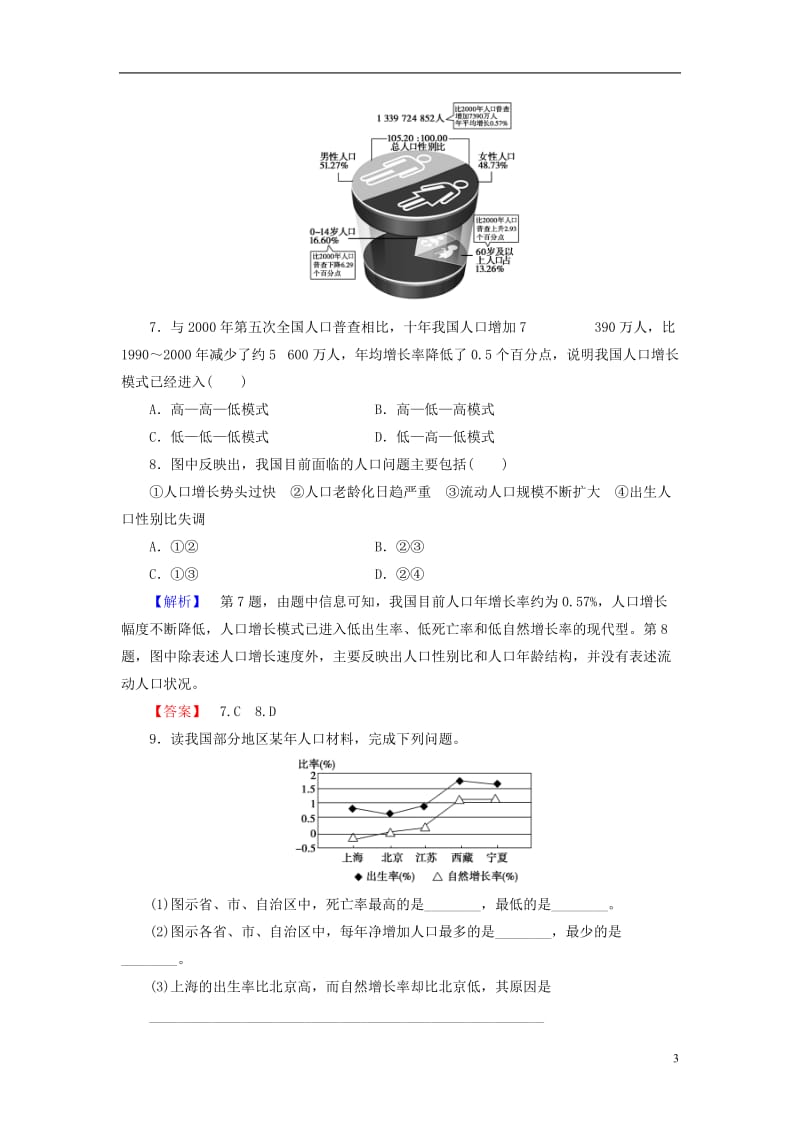 2016-2017学年高中地理第1章人口与环境第1节人口增长模式学业分层测评湘教版必修2_第3页