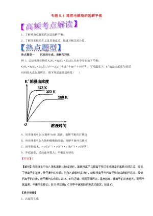 高考化學 熱點題型和提分秘籍 專題8_4 難溶電解質(zhì)的溶解平衡（含解析）