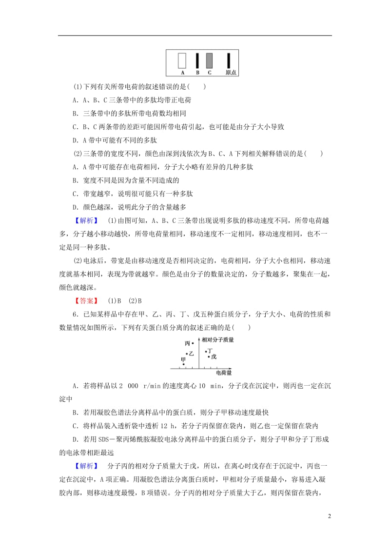 2016-2017学年高中生物第6章蛋白质和DNA技术第1节蛋白质的提取和分离学业达标测评中图版选修_第2页