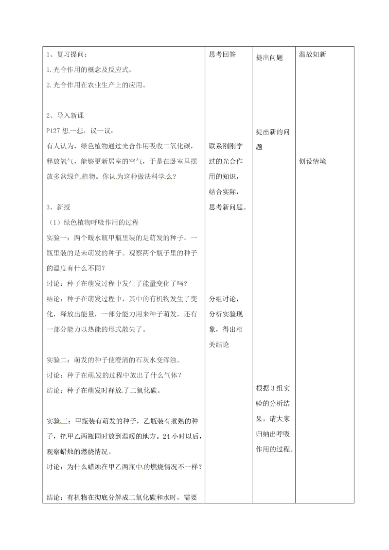 七年级生物上册 3_5_2 绿色植物的呼吸作用教案1 （新版）新人教版_第2页