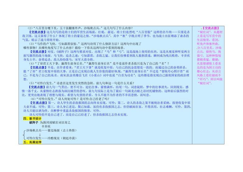 九年级语文上册 第6单元 25《词五首》破阵子 为陈同甫赋壮词以寄之教案 新人教版_第2页