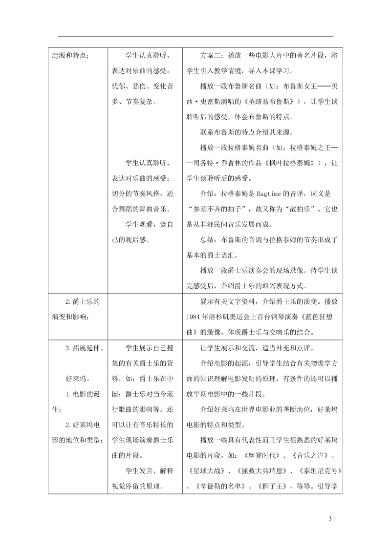 九年级历史下册第八单元第19课现代音乐和电影教案1新人教版_第3页