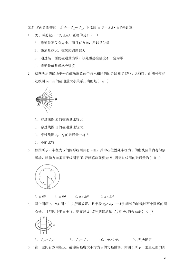 高中物理 模块十 电磁感应 考点1_1 磁通量试题1_第2页