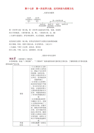 中考歷史總復習 第一編 教材知識速查篇 第十七單元 第一次世界大戰(zhàn)、近代科技與思想文化精講