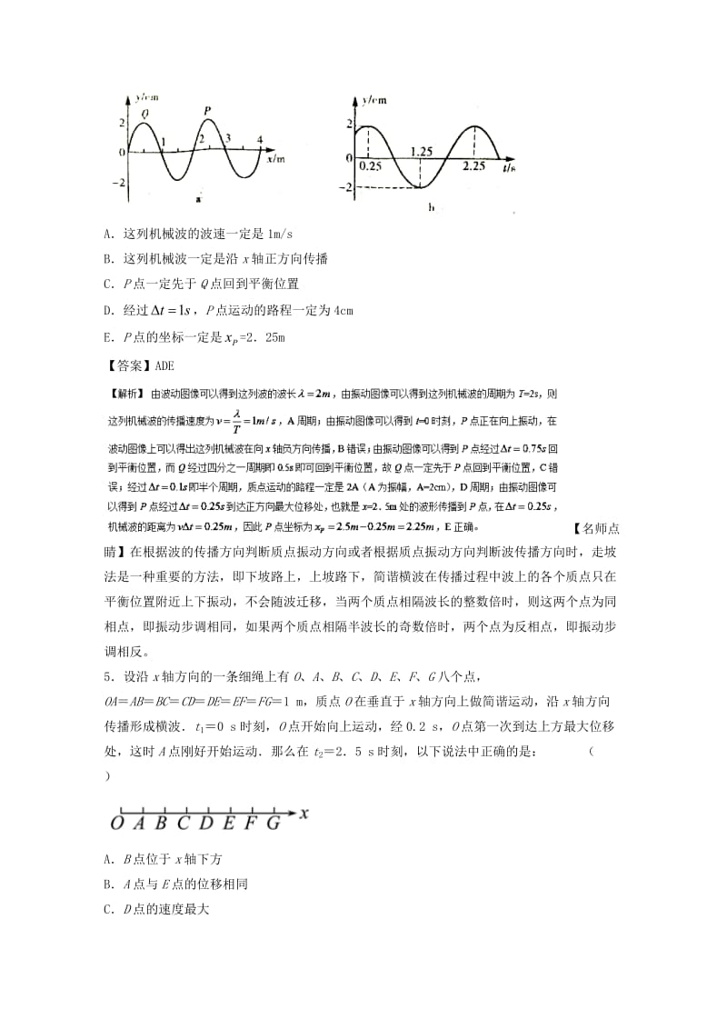 高考物理一轮复习 专题51 机械波 横波的图象（测）（含解析）1_第3页