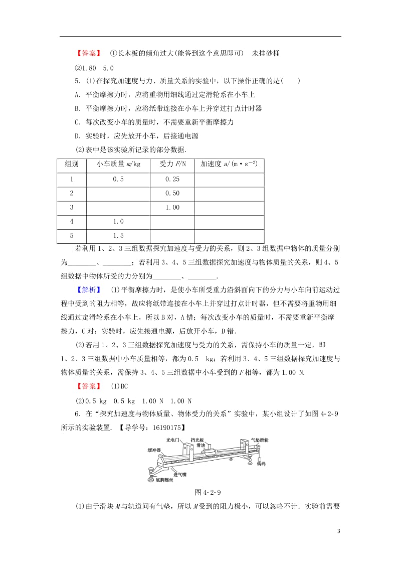 2016-2017学年高中物理第4章牛顿运动定律2实验探究加速度与力质量的关系学业分层测评新人教版必修1_第3页