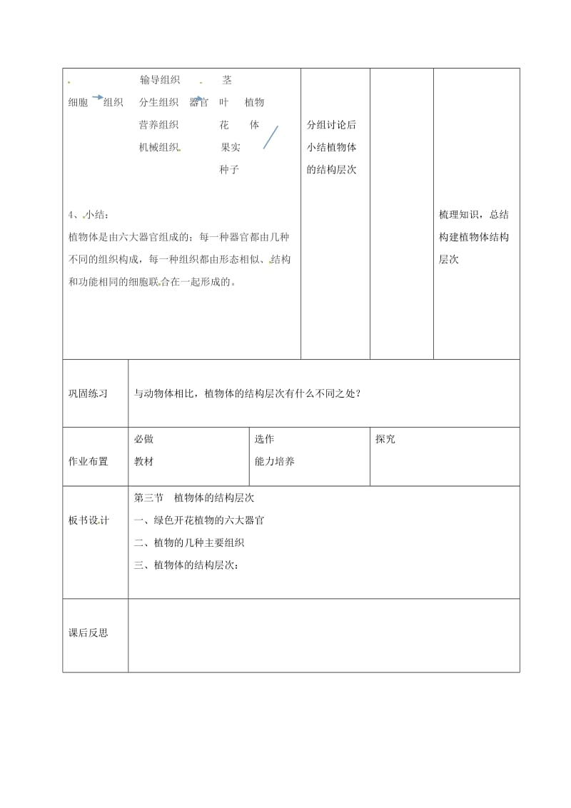 七年级生物上册 2_2_3 植物体的结构层次教案 （新版）新人教版2_第3页