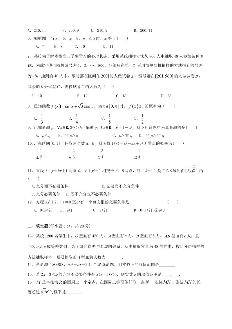 高二数学10月月考试题 理7_第2页