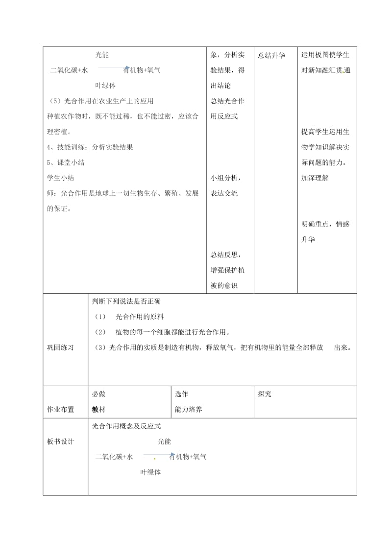 七年级生物上册 3_5_1 光合作用吸收二氧化碳释放氧气教案1 （新版）新人教版_第3页