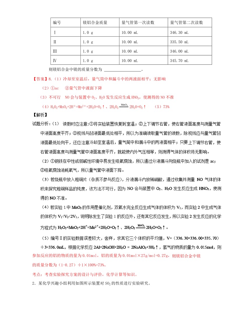 高考化学（第01期）大题狂练系列 专题52 探究实验（含解析）1_第2页