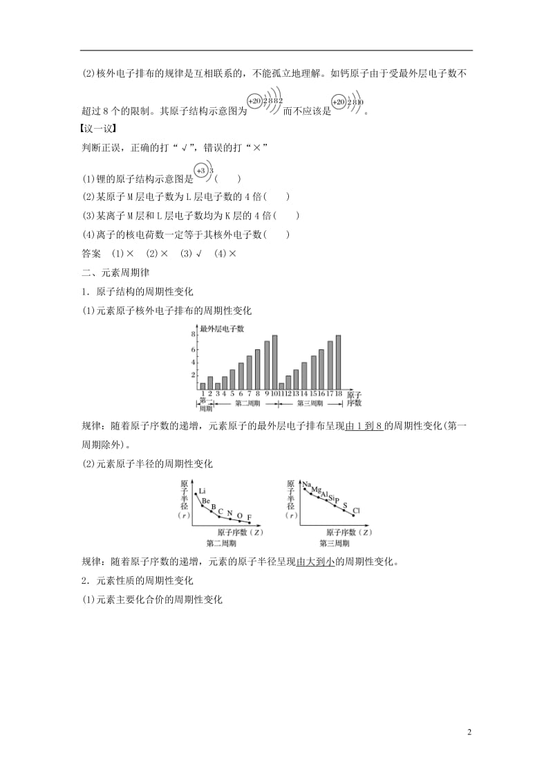 2016-2017学年高中化学1.2.1原子核外电子的排布元素周期律教师用书新人教版必修2_第2页