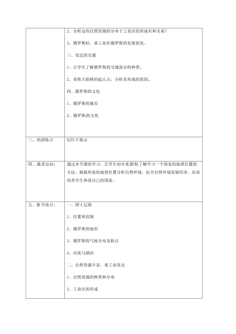 七年级地理下册 7_4 俄罗斯教案 （新版）新人教版_第2页