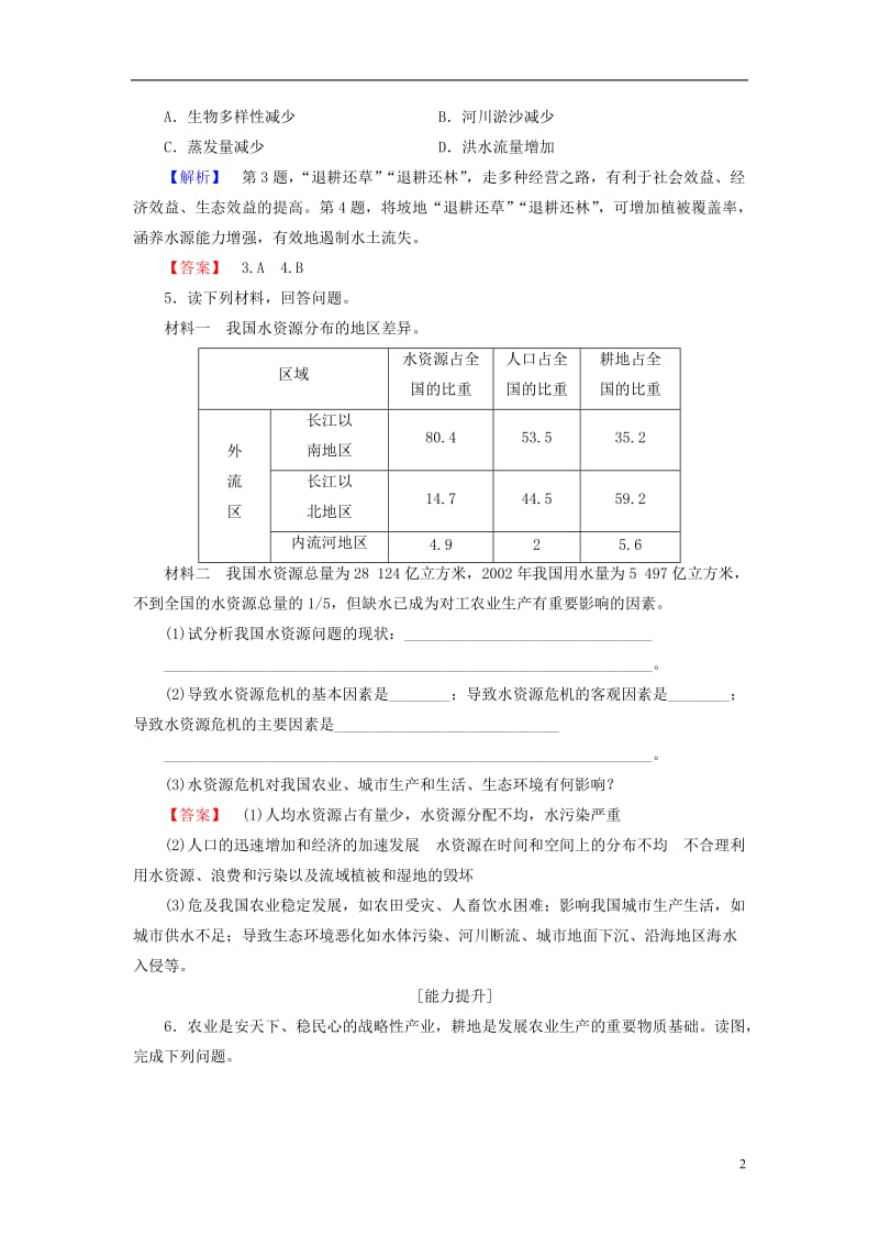 2016-2017学年高中地理第3章自然资源的利用与保护第1节人类面临的主要资源问题学业分层测评新人教版选修_第2页