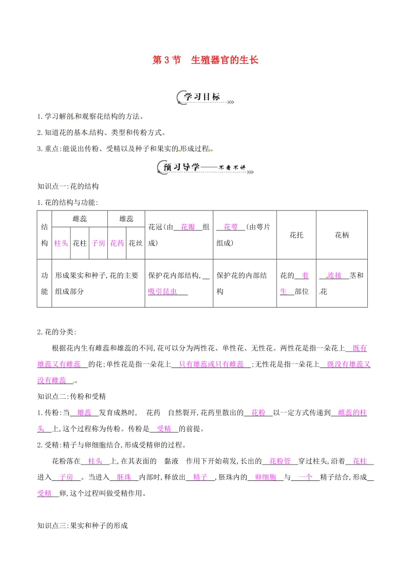 七年级生物上册 3_6_3 生殖器官的生长学案2 北师大版_第1页