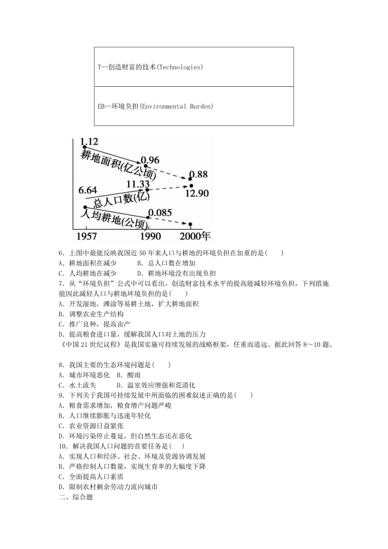 高中地理 6.2 中国的可持续发展实践（第1课时）检测题 新人教版必修2_第2页