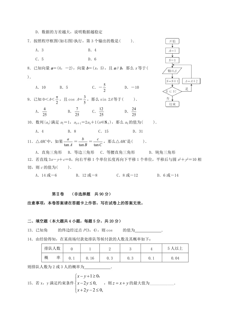 高二数学上学期期中试题 文1_第2页