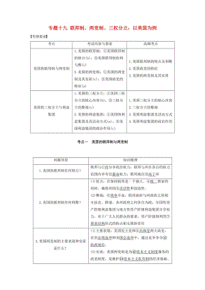 高考政治二輪復(fù)習(xí) 專題十九 聯(lián)邦制、兩黨制、三權(quán)分立：以美國為例 考點一 美國的聯(lián)邦制與兩黨制試題