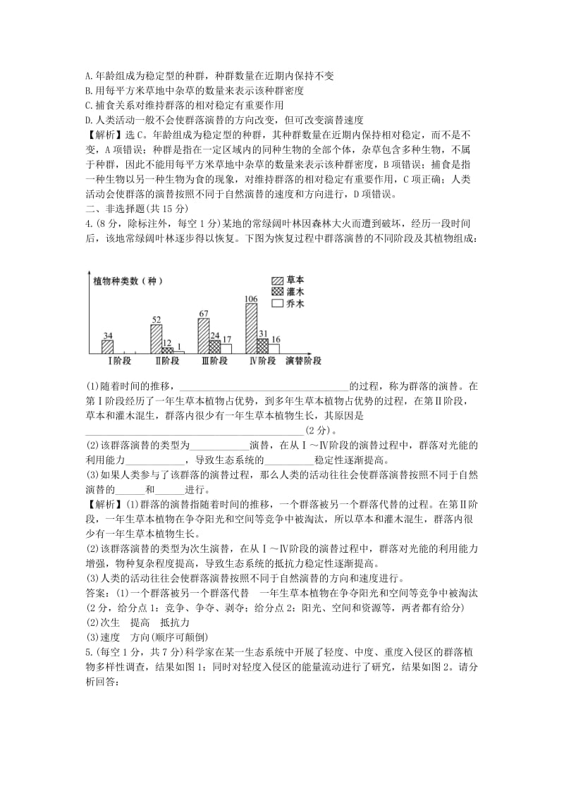 高考生物二轮复习 重点冲关练习三十一 群落的结构和演替（A卷）_第2页