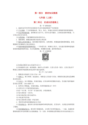 中考政治 第一部分 教材知識梳理（七上）第二單元 在成長的道路上 湘教版