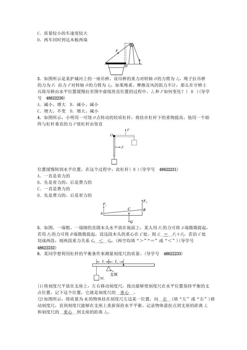 中考物理总复习 技能训练三 动态杠杆 新人教版_第2页