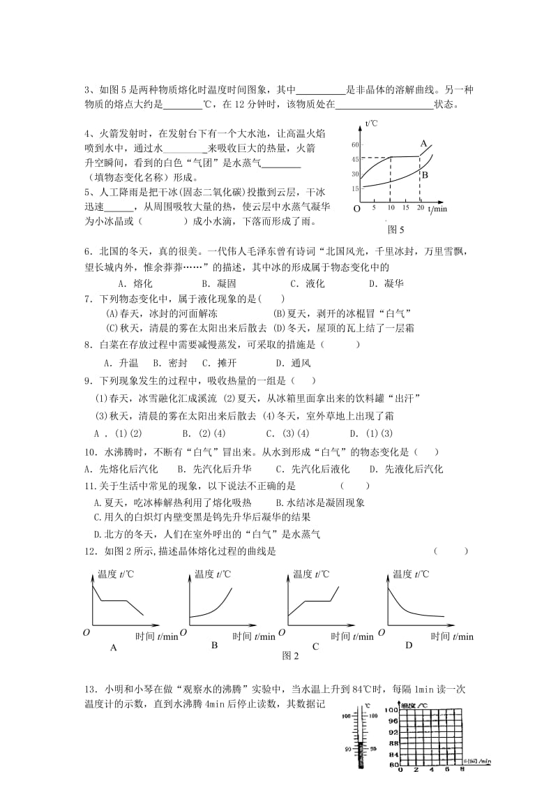 中考物理专题复习 物态变化_第2页