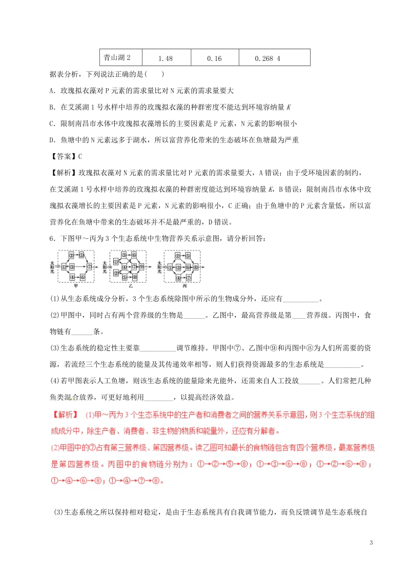 2017年高考生物四海八荒易错集专题14生态系统与环境保护_第3页