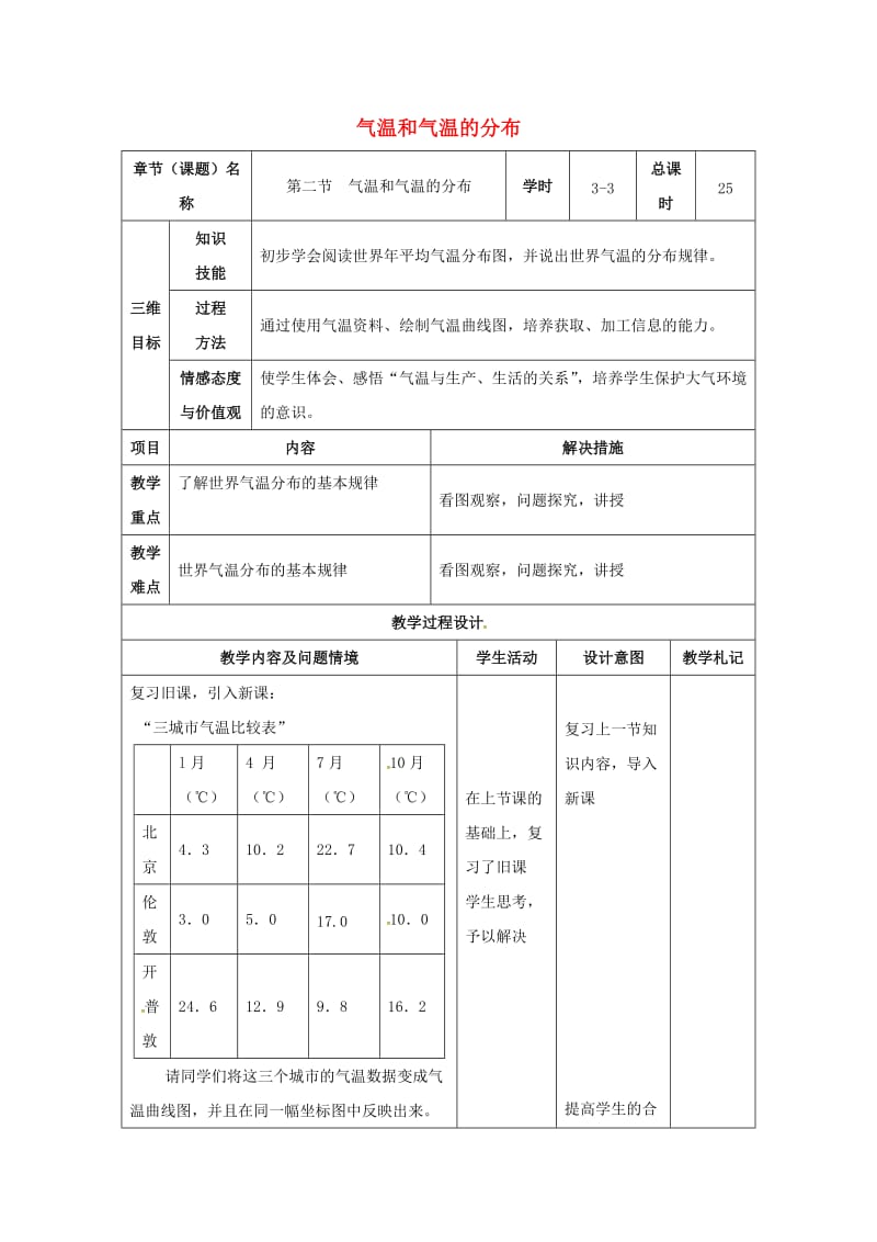 七年级地理上册 3.2 气温和气温的分布（第3课时）教案 新人教版_第1页