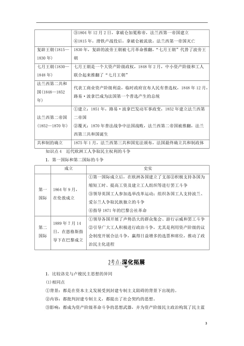 2017高考历史一轮复习近代社会的民主思想与实践第1讲近代欧美的民主思想和实践教案岳麓版选修_第3页