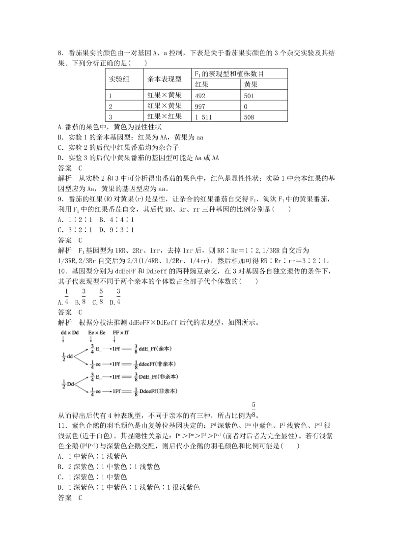 高中生物 单元检测卷（一）新人教版必修2_第3页