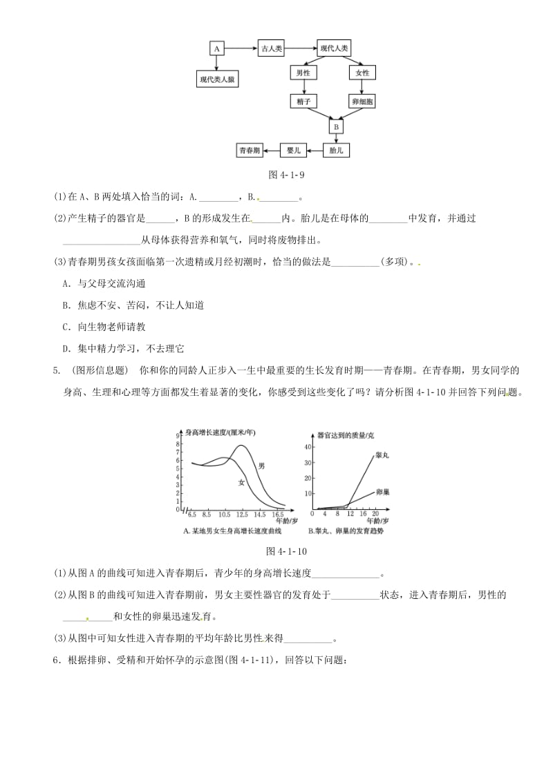 中考生物 考点梳理 第四单元 第一章 人的由来培优练 新人教版_第2页