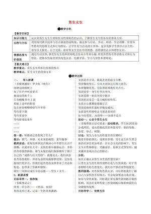 七年級道德與法治下冊 第一單元 青春時光 第二課 青春的心弦 第1框 男生女生教案 新人教版