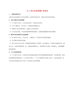 九年級政治全冊 第一單元 親近社會 第1課 成長在社會 第2框 關(guān)心社會發(fā)展知識點(diǎn) 蘇教版