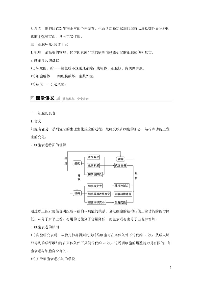 2016-2017学年高中生物第五章细胞增殖分化衰老和死亡第二节细胞分化衰老和凋亡第2课时细胞的衰老和凋亡练习苏教版必修1_第2页