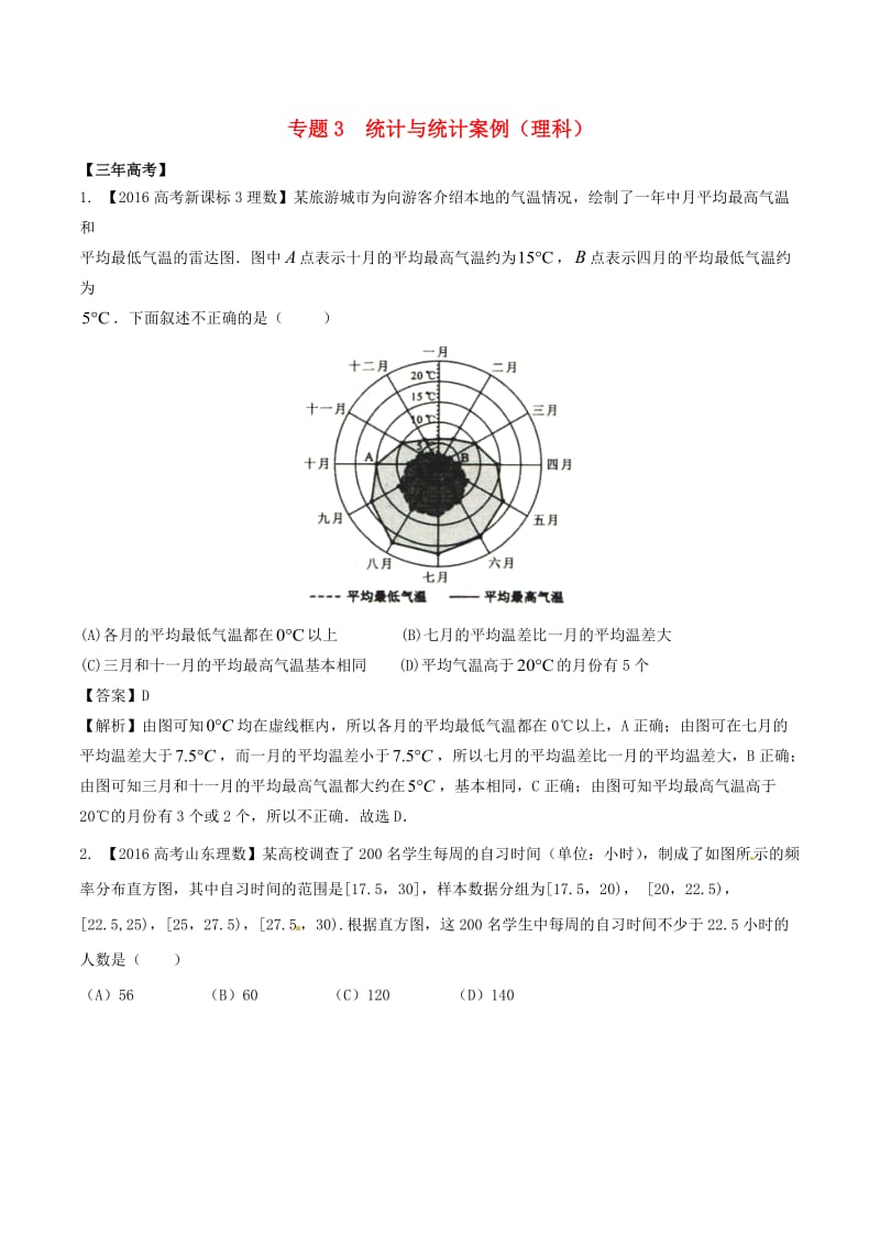 高考数学（精讲+精练+精析）专题12_3 统计与统计案例试题 理（含解析）_第1页