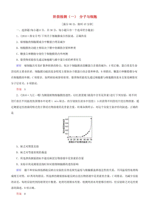 高考生物二輪復習 專題輔導與訓練 階段檢測（一）分子與細胞