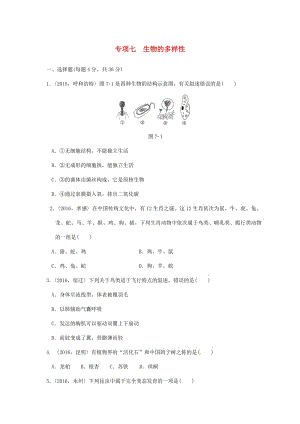 中考生物第一輪復(fù)習(xí) 專項(xiàng)七 生物的多樣性訓(xùn)練