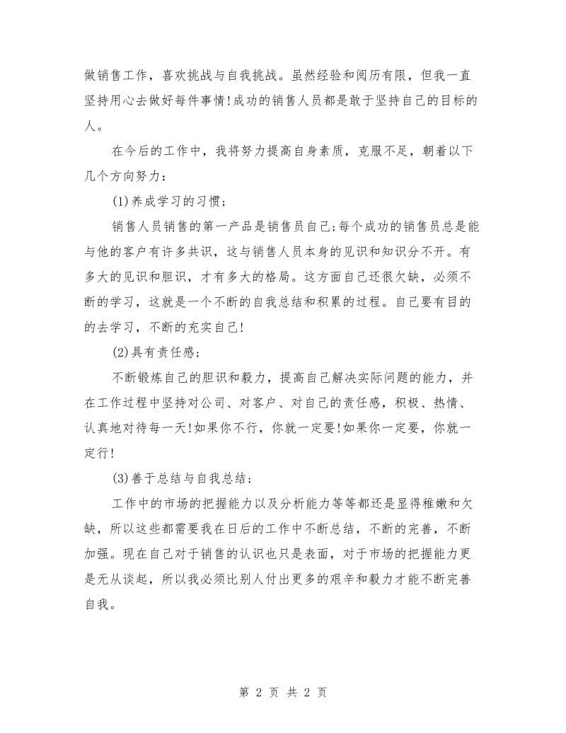 公司业务员个人工作总结及计划_第2页