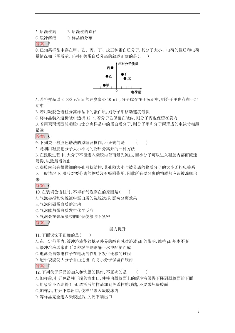 2017春高中生物专题5DNA和蛋白质技术课题3血红蛋白的提取和分离课时训练新人教版选修_第2页