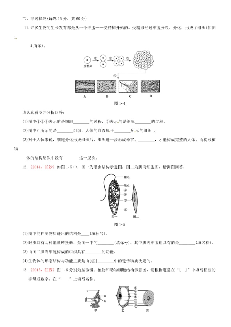 中考生物 专项训练一 新人教版_第3页