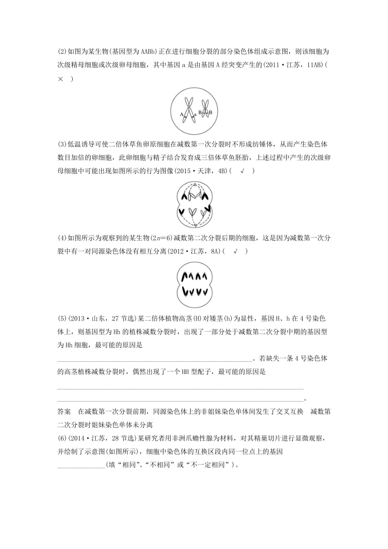 高考生物考前3个月专题复习 专题3 细胞的生命历程 考点11 理清细胞分裂与遗传变异的联系_第2页